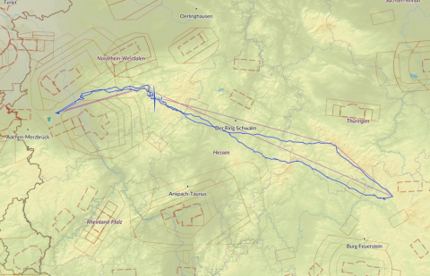 Flugstrecke Klaus Rademacher 767km